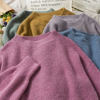 Lemongrass - Drop-Shoulder Plain Sweater in 5 Colors | YesStyle