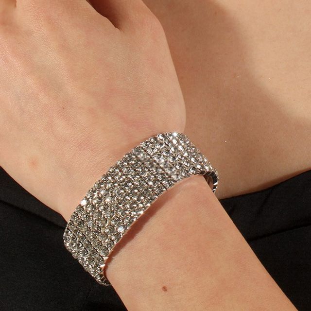 Sharkkira-Rhinestone Wide Bracelet