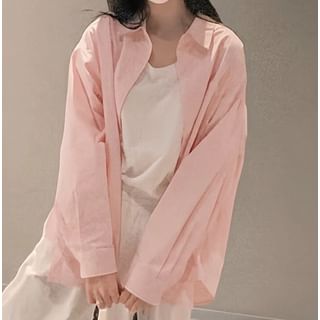 Dreamkura-Long-Sleeve Collared Plain Shirt