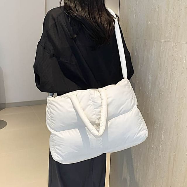Hikuozy-Plain Puffer Crossbody Tote Bag