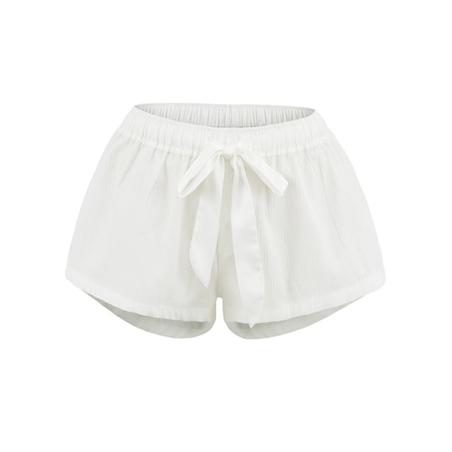 Ulark-Drawstring Waist Plain Shorts