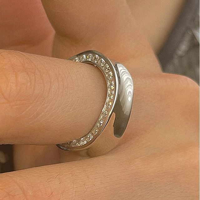 Hansha-Rhinestone Alloy Open Ring