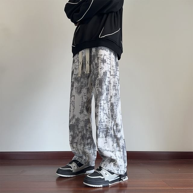 Priam-Mid Rise Patterned Wide Leg Pants