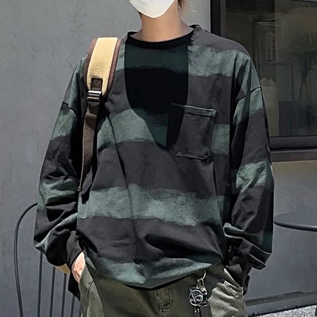 Chuoku-Crew Neck Striped Sweatshirt