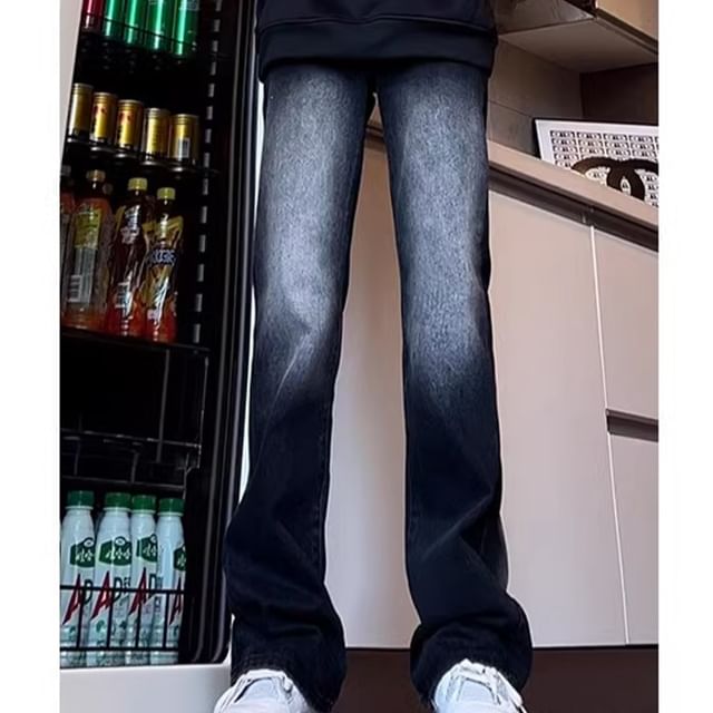 Kimeya-Mid Waist Washed Bootcut Jeans