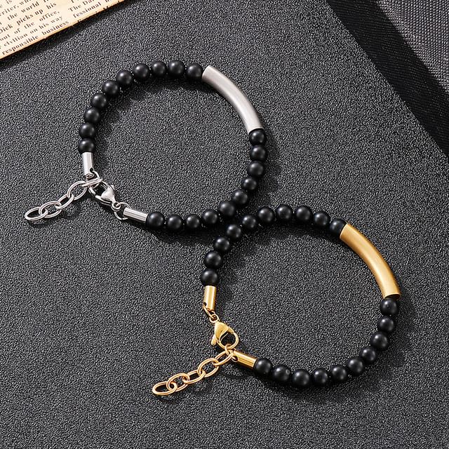 Tenri-Agate Bead Alloy Bracelet