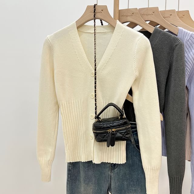 Dragan Pulse-V-Neck Ribbed Cardigan