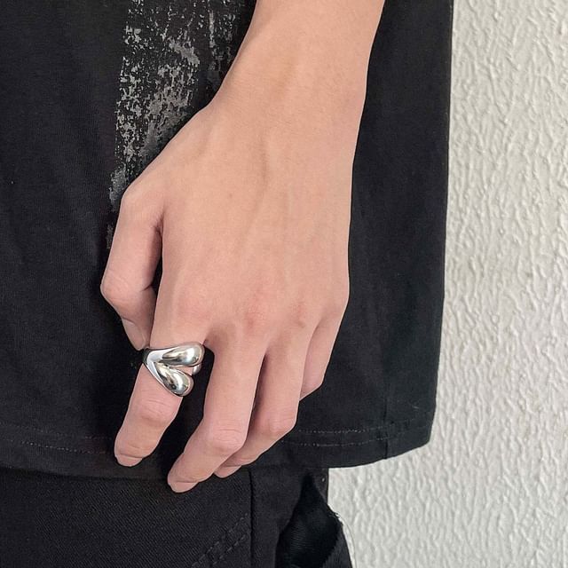 Black Degree-Pointed Layered Stainless Steel Ring