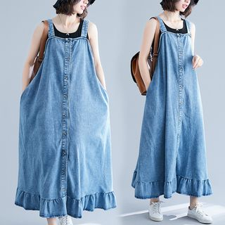 Maxi denim overall dress Clearance