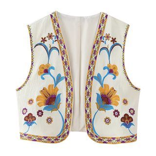 SugaYuja - Floral Embroidered Open Front Vest | YesStyle