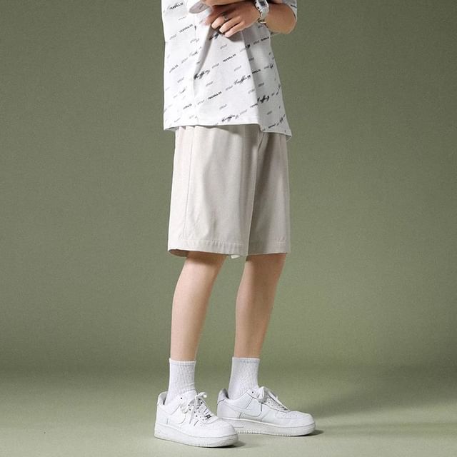 Wewewow-Drawstring Waist Plain Shorts