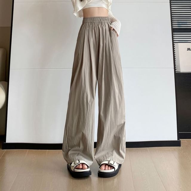 Ukiyo-High Waist Plain Wide Leg Pants Various Designs