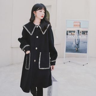 QUAIN - Navy Collar Woolen Jacket | YesStyle