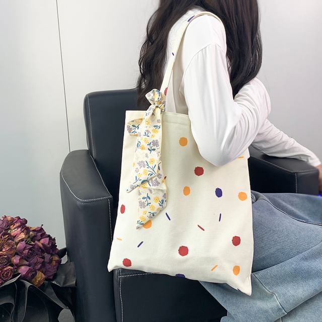 Basaran-Dotted Canvas Tote Bag
