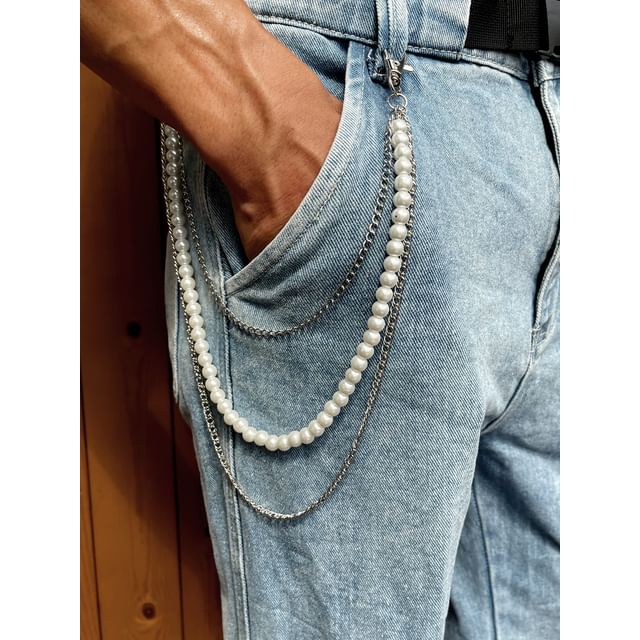 DenimDrip-Layered Pearl Pants Chain