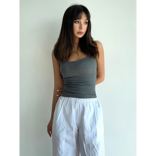 Colada-Plain Crop Tank Top with Pad