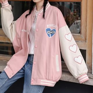 ZENME - Heart Baseball Jacket | YesStyle