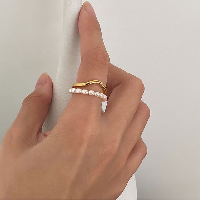 Panda Dama-Beaded Layered Ring