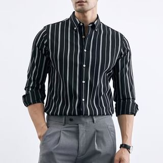 Lingaris-Long-Sleeve Striped Shirt