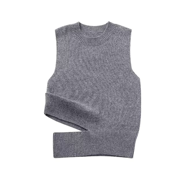 Round Neck Cutout Plain Sweaters Round Neck Cutout Plain Sweaters