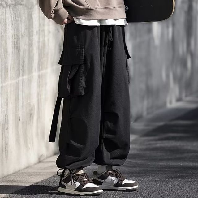 Kenning-High Rise Plain Harem Cargo Pants