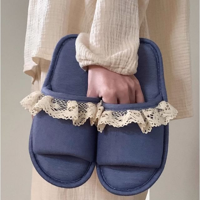 Honkizz-Lace Trim Home Slippers