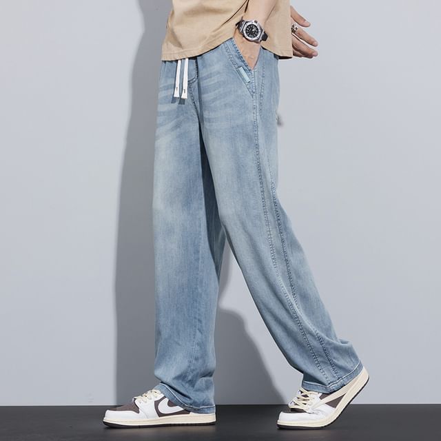 Denimic-Mid Rise Washed Loose Fit Jeans
