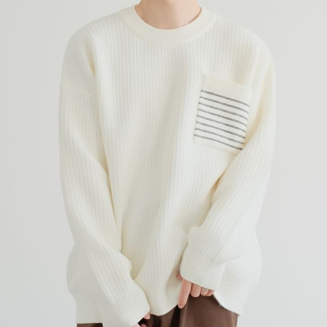 DAZO Studios-Crew Neck Pocket Oversized Sweater