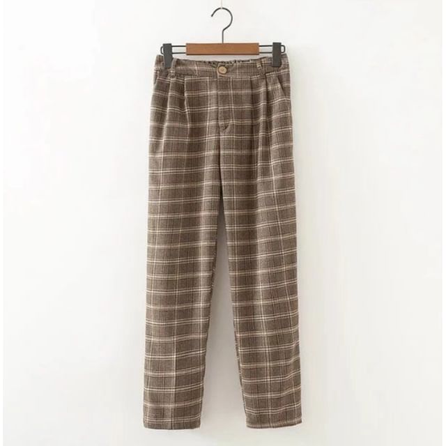 Mikiko-Cropped-Hose mit Karomuster