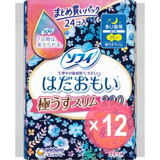 Unicharm - Sofy Hadaomoi Ultra Thin Slim Wing For Many Nights Feminine Pads 29cm (x12) (Bulk Box)