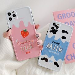 Aion - Strawberry / Milk Print Phone Case - iPhone 11 Pro Max / 11 Pro / 11 / XS Max / XS / XR / X / 8 / 8 Plus / 7 / 7 Plus / 6s / 6s Plus