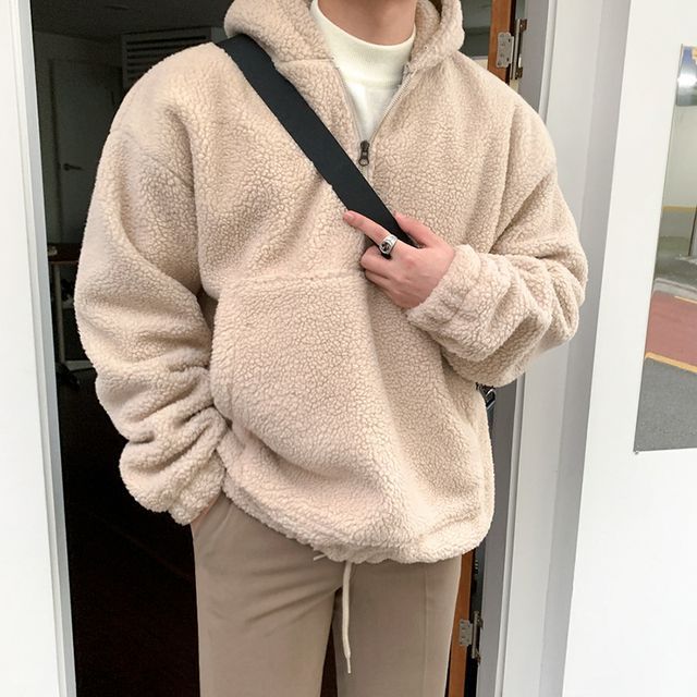 MRCYC-Half-Zip Faux Shearling Hoodie