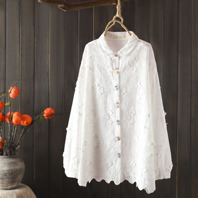 Aigan - Embroidered Eyelet Shirt | YesStyle
