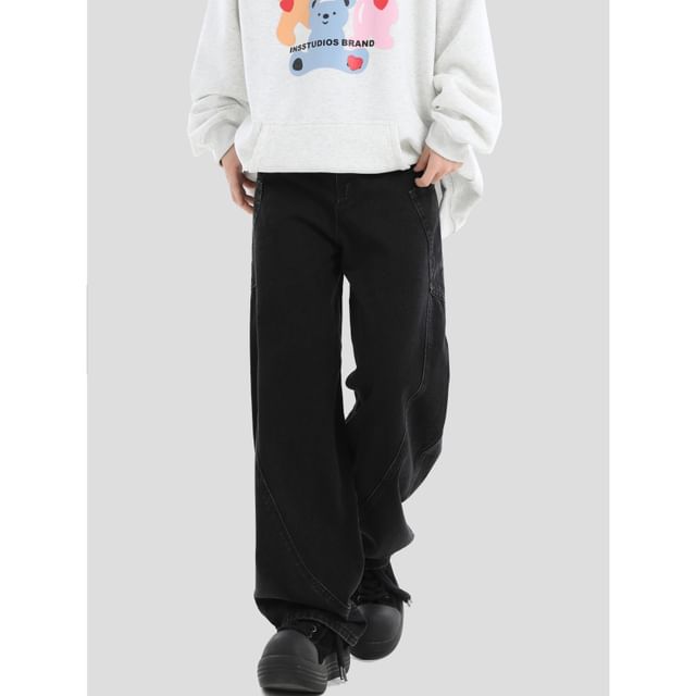 Banash-High Waist Plain Wide Leg Jeans