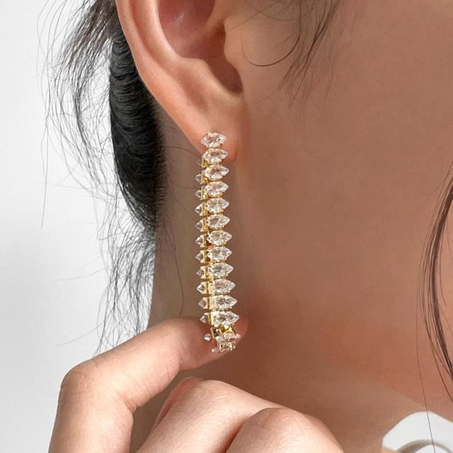 SeoulMall-Rhinestone Drop Earrings