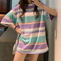 IndiGirl - 情侣短袖条纹T裇 IndiGirl - 情侣短袖条纹T裇