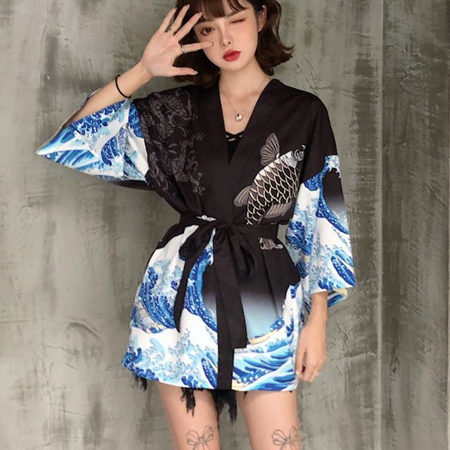 MELLO - Printed Kimono Jacket | YesStyle