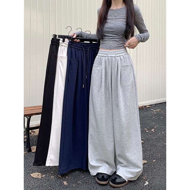 ever after Drawstring High-Waist Wide-Leg Sweatpants (S-3XL