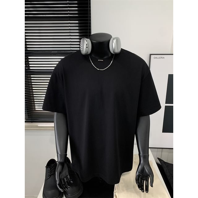 Plummie-Short-Sleeve Crew Neck Plain T-Shirt