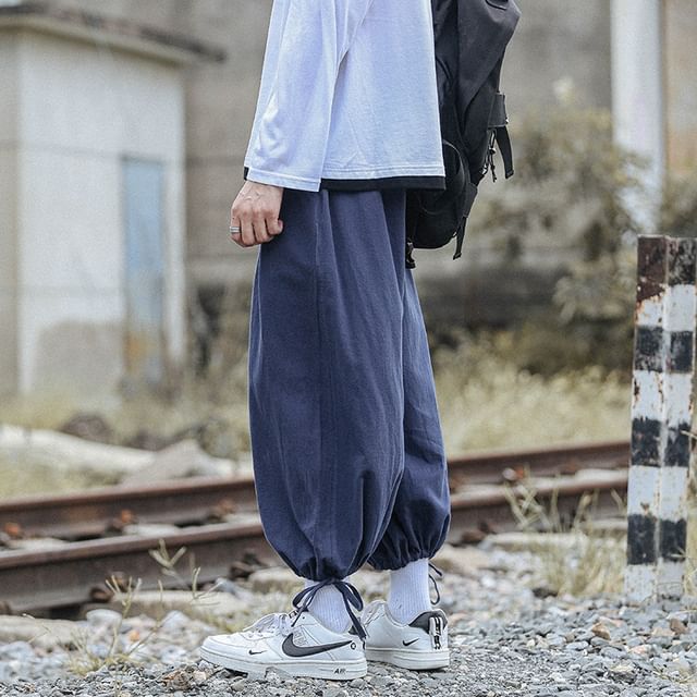 Koiyua-High Waist Plain Cropped Wide Leg Pants
