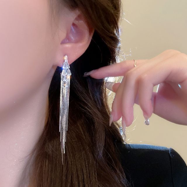 Rodiv-Rhinestone Alloy Chandelier Earring