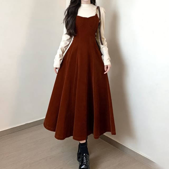 knee length dresses for ladies Beige Cotton Flax Midi Dungaree Jumpsuit 36