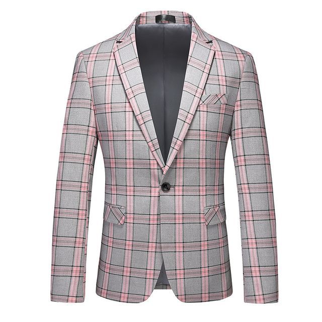 Sheck-Plaid One-Buttoned Blazer