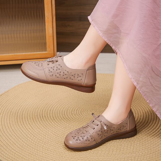 Asterisk-Perforated Lace-Up Sneakers