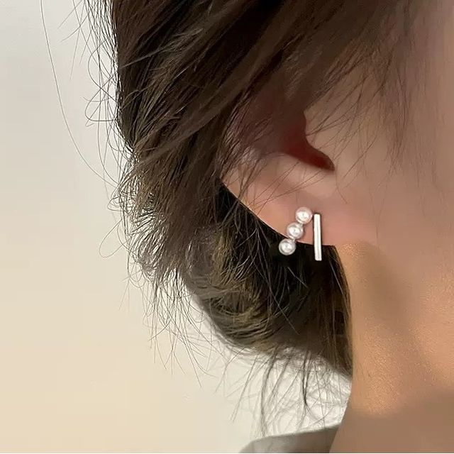 Halfla-Faux Pearl Sterling Silver Earring