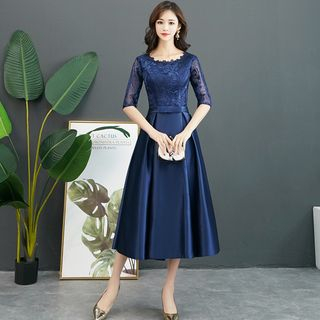 elbow sleeve cocktail dress