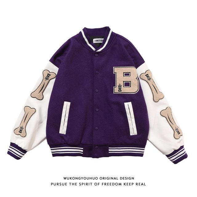 ZENME Letter Embroidered Baseball Jacket S