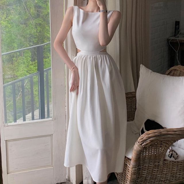 chinese dress ladies BOAT NECK DRESS LINEN – Pip-Squeak Chapeau Etc main image 1