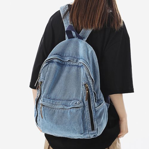 Riders Lee Double Strap Distressed Denim Blue Jean Backpack Purse Y2K Bag  Pocket | eBay