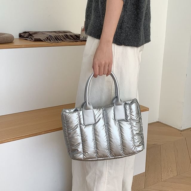 FAYLE-Plain Ribbed Tote Bag